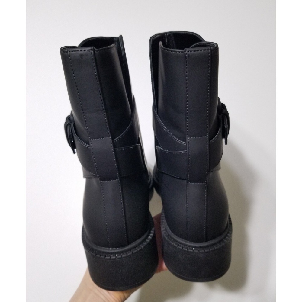 NIB Vince Kaelyn Leather Waterproof Moto Ankle Boots Black Buckle 9.5 $350 - Picture 12 of 16